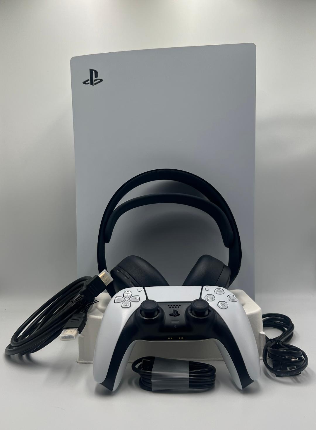 Sony PlayStation 5 Digital Edition Console in White Bundle.